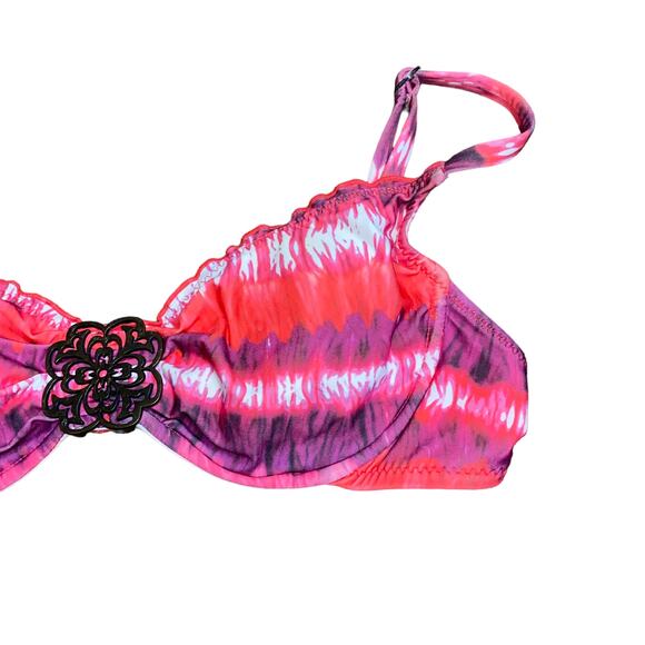 BECCA by Rebecca Virtue Pink Purple Bikini Swim Bathing Suit Top Women's Large - Picture 3 of 8